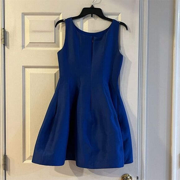 Halston  Vintage Women's Size 4 Blue Fit-and-Flare Mini Dress Boat Neck - Picture 6 of 6